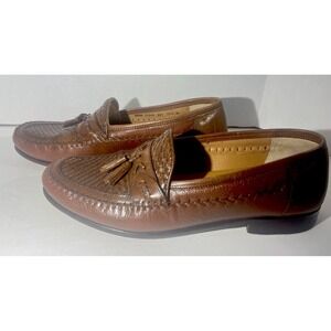 Brass Boot Walking Gloves Brown Woven Tassel Loafers Men's 11.5M Leather Slip On
